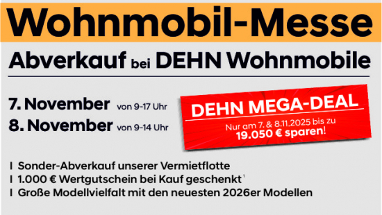Großer Abverkauf bei DEHN Wohnmobile!